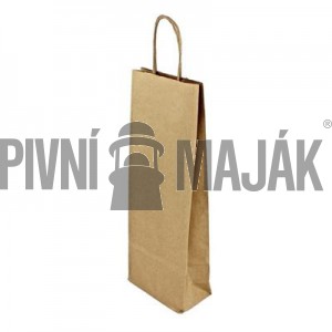 Papírová taška na víno hnědá 140x80x390mm s krouceným