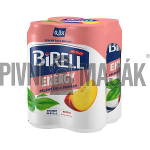 Birell 0,0% Energy - Zelený čaj a Broskev 0,5l plech - shrink